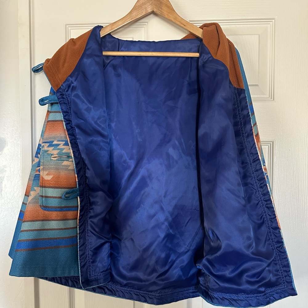 Leatherobe Blue Coat Aztec Coat. Size small. - Picture 7 of 12